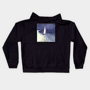 Sail boat on the sand Kids Hoodie